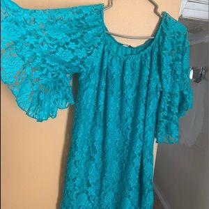 Turquoise lace dress
